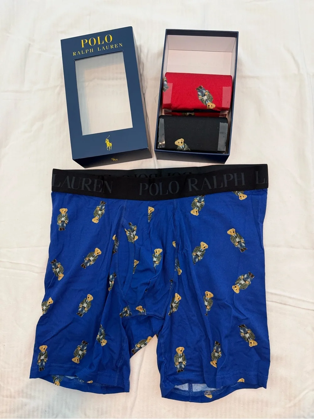 New mens Polo by Ralph Lauren Sz L Boxer Briefs Bear gift box
